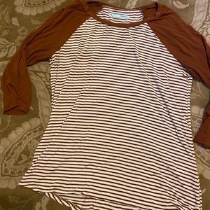 Burnt Orange Stripe Half Sleeve Top